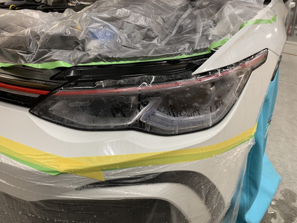 ゴルフGTI ヘッドライトプロテクションフィルム 位置合わせ作業