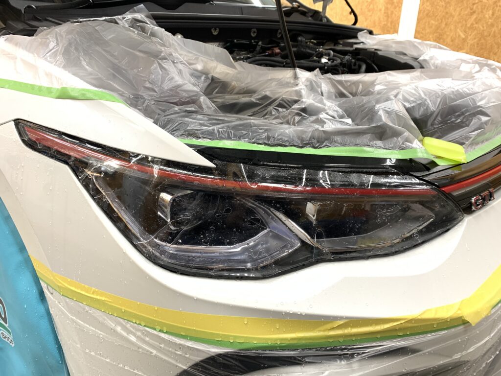 ゴルフGTI ヘッドライトプロテクションフィルム 位置合わせ作業