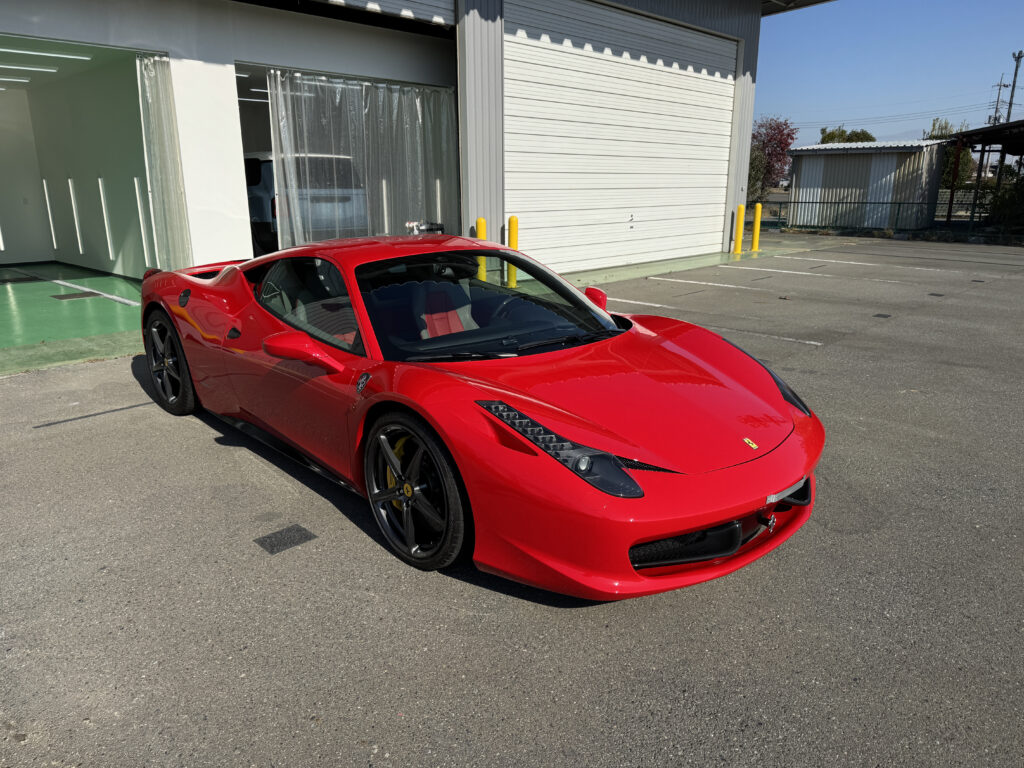 フロントフルPPFとドアミラー施工が完成したフェラーリ458イタリア