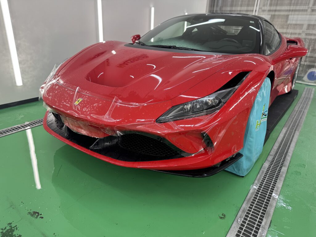 Ferrari F8 Tributo フロントバンパーへのプロテクションフィルム施工
