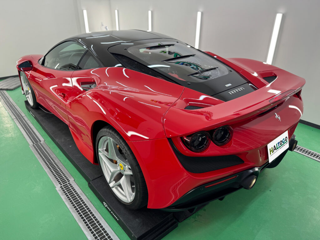 フルプロテクション施工完成後のFerrari F8 Tributo リアビュー