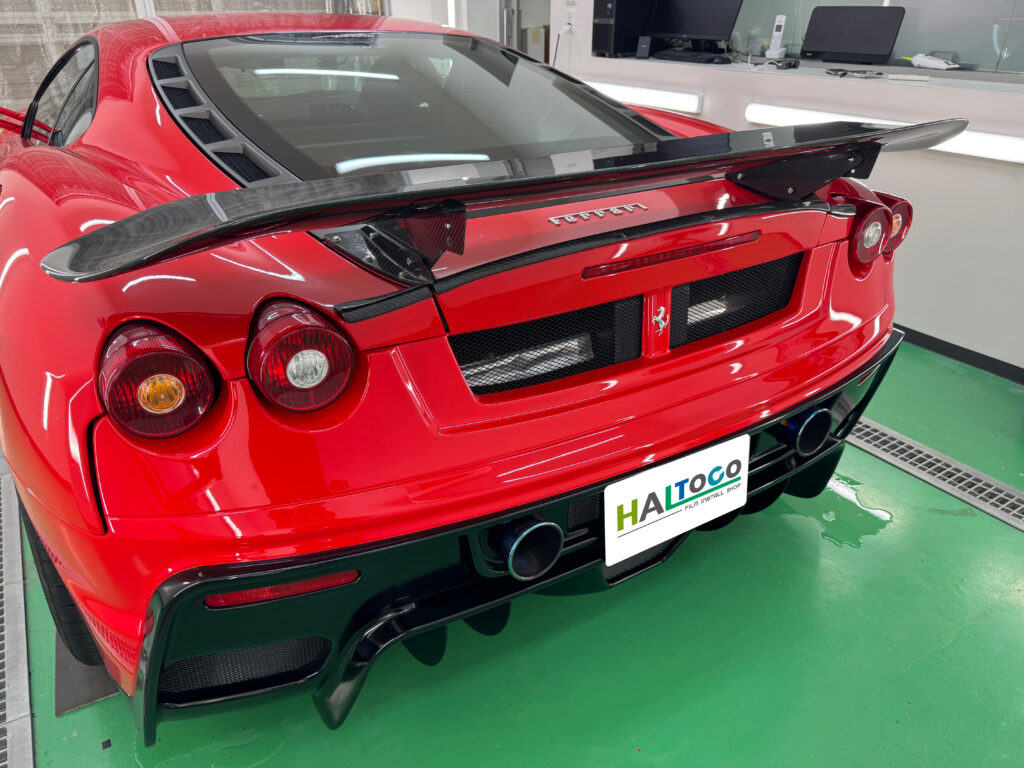 グロスカーボンPPF施工前のフェラーリF430リアバンパー