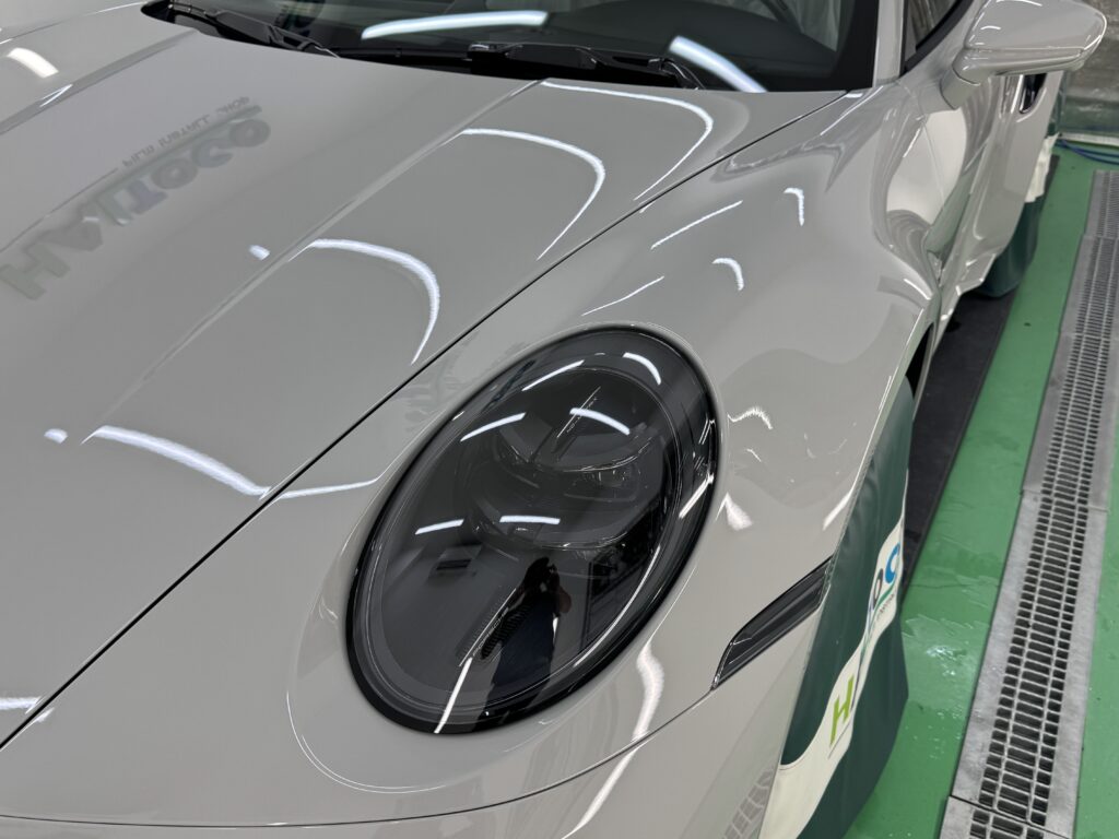 ポルシェ911ターボSカブリオレ992.2 ヘッドライトPPF施工後