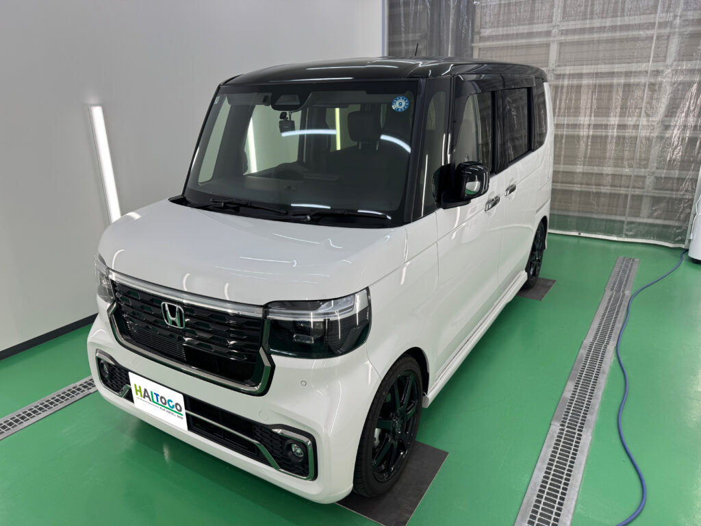 ホンダ N-BOXのボンネット・フロントバンパー・ヘッドライトPPF施工完成