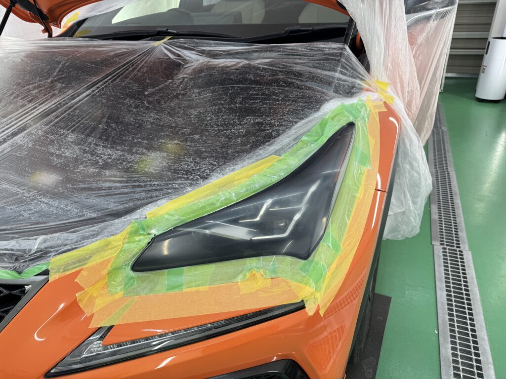 LEXUS NX300 ヘッドライトのハードコート研磨後の状態