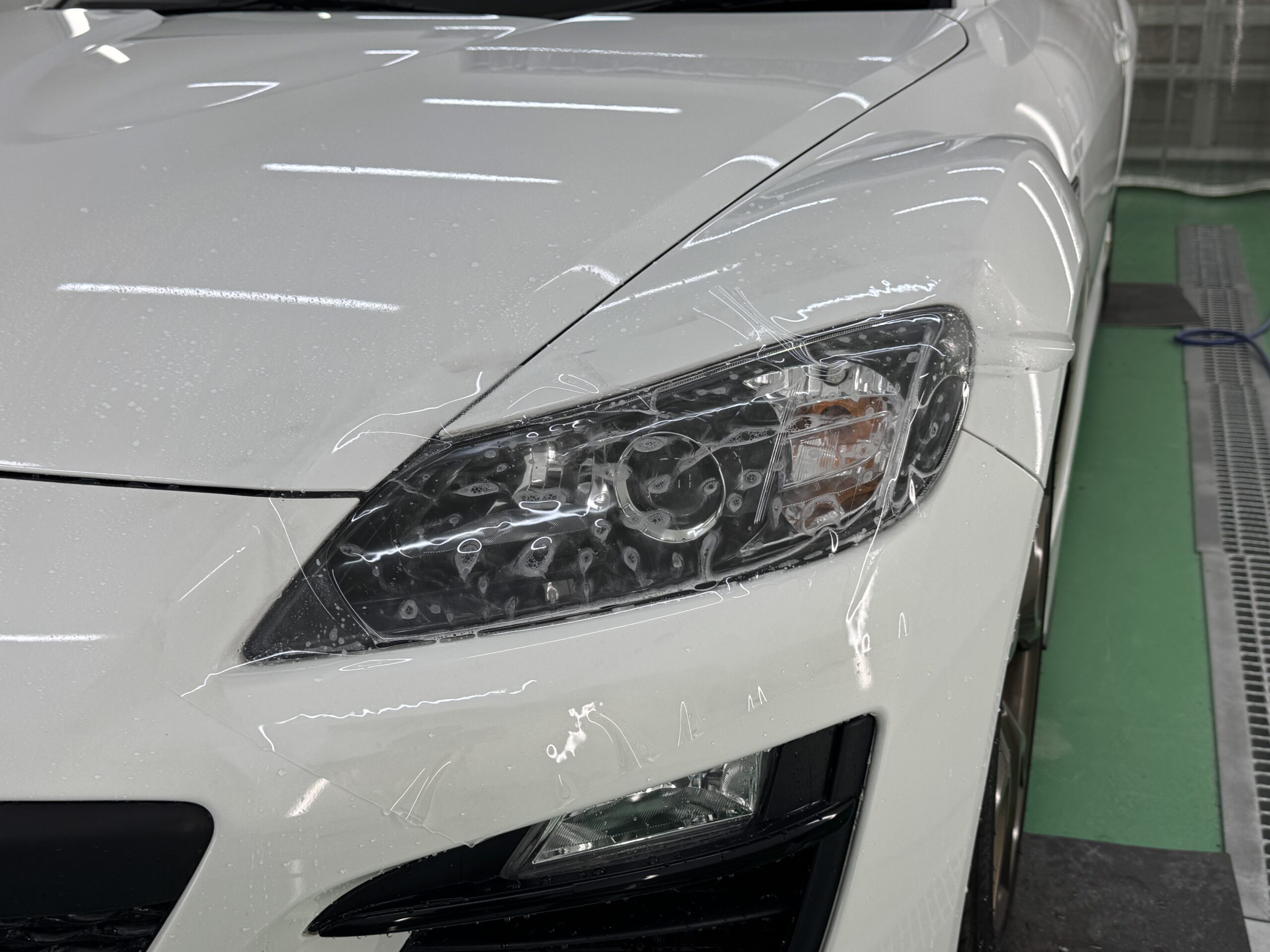 マツダ RX-8 ヘッドライトプロテクションフィルム施工